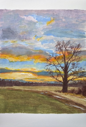 Sunset (water mixable oils on paper)
