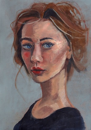 Portrait of a woman (oil on paper)