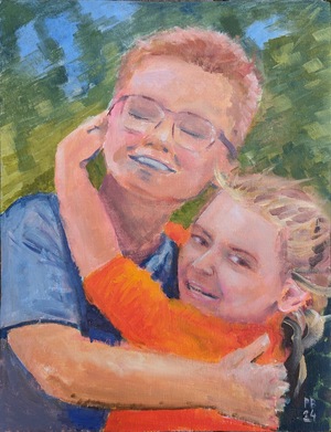 Brat i siostra (olej na płótnie, 30x40cm)