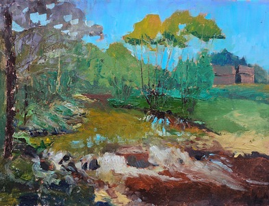 Jak tu pięknie / Nad rzeką Bóbr (Olej na płótnie, 30x40cm)